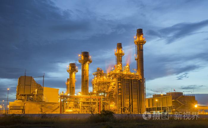 炼油厂在黄昏时分天空背景照片-正版商用图片1ot2oi-摄图新视界